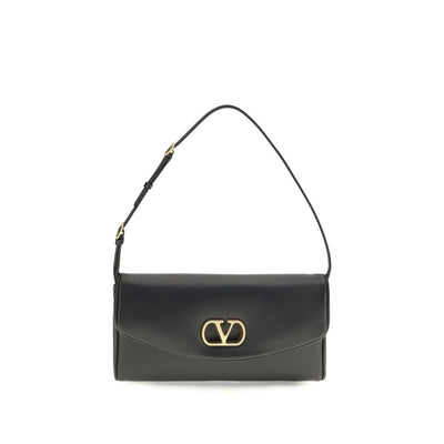 Valentino Garavani Black Calf Leather Bos Taurus Shoulder Bag