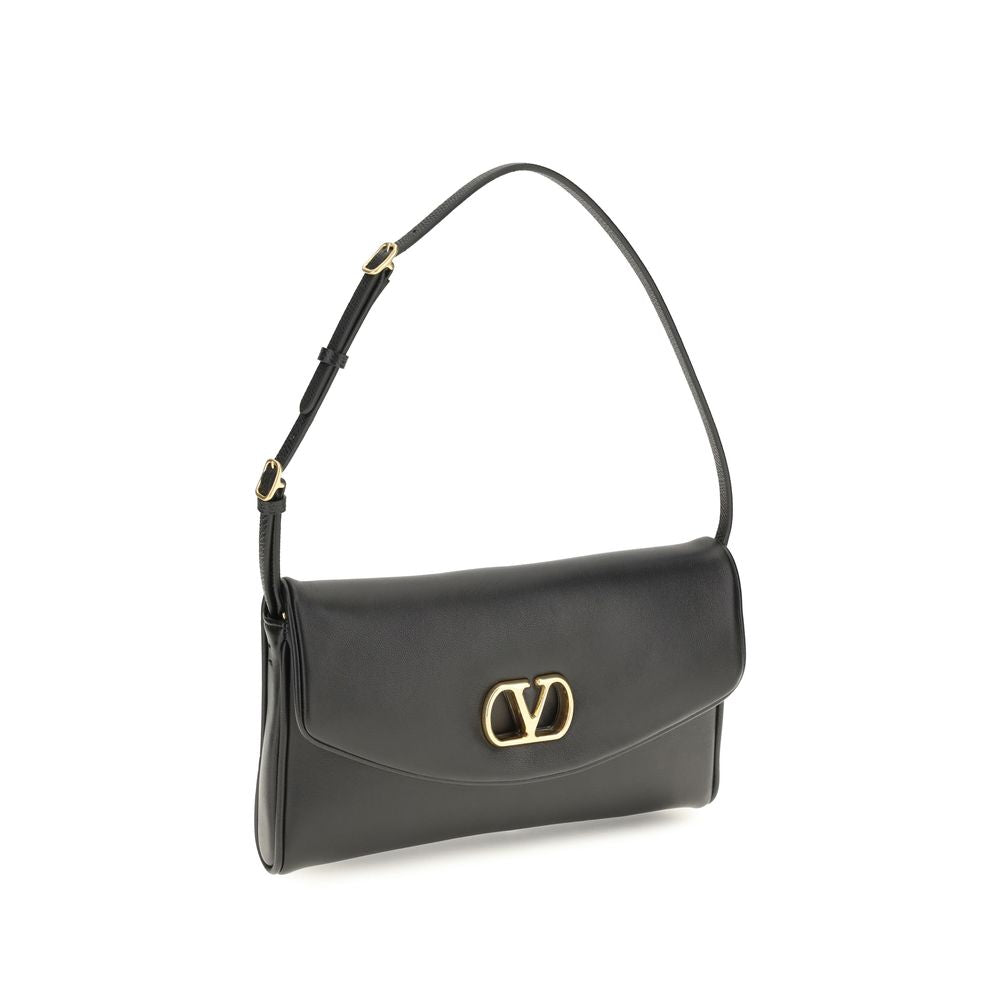Valentino Garavani Black Calf Leather Bos Taurus Shoulder Bag