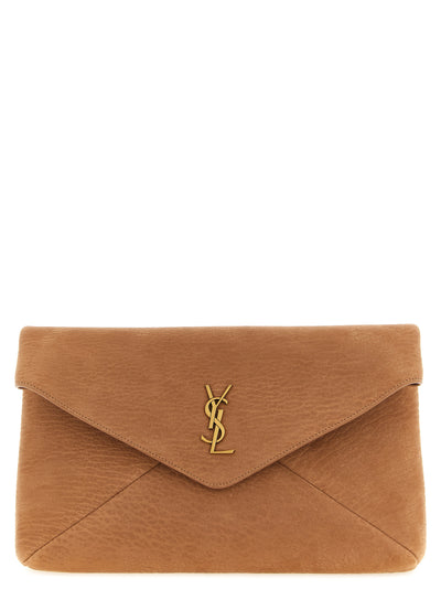 Saint Laurent Beige Lamb Leather Clutch Bag