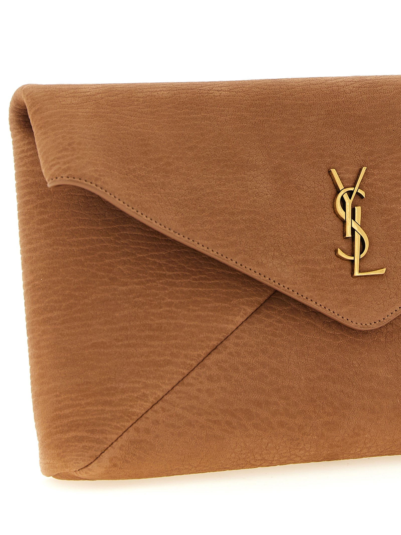 Saint Laurent Beige Lamb Leather Clutch Bag