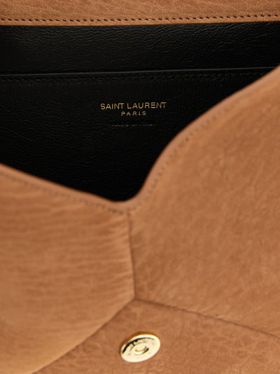 Saint Laurent Beige Lamb Leather Clutch Bag