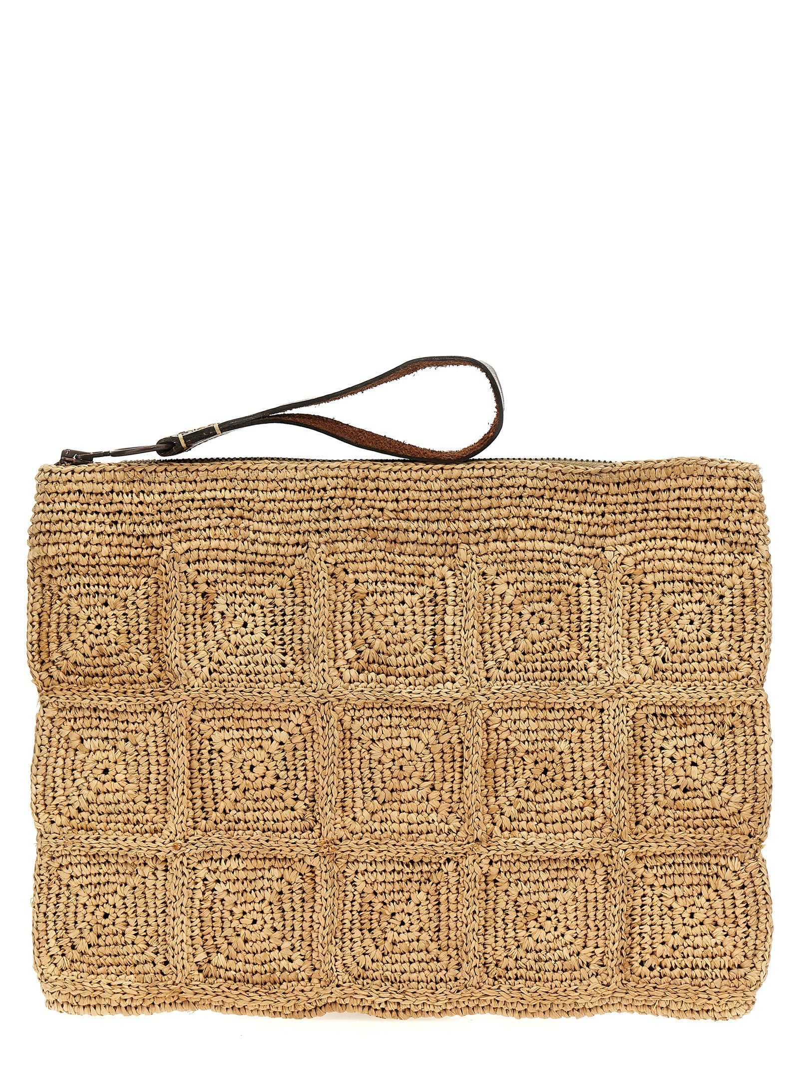 Ibeliv Beige Raffia Clutch Bag
