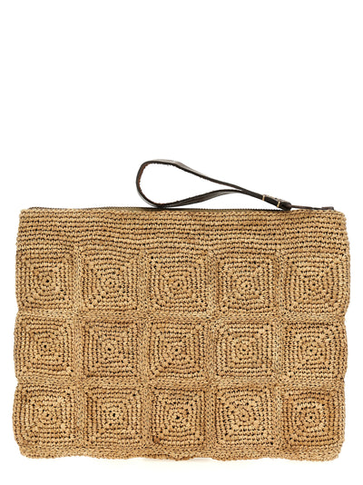Ibeliv Beige Raffia Clutch Bag