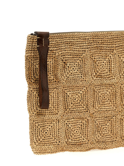 Ibeliv Beige Raffia Clutch Bag