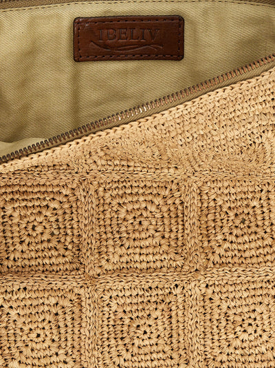 Ibeliv Beige Raffia Clutch Bag