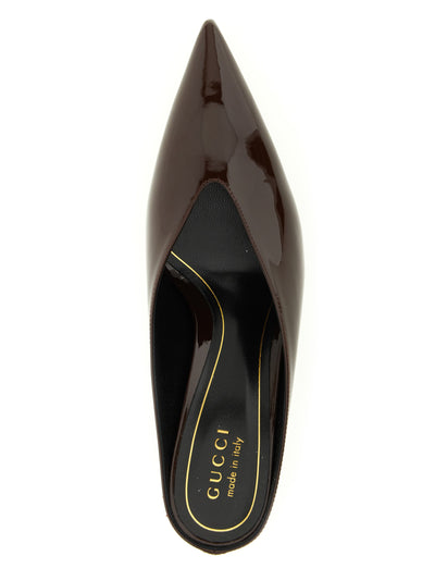 Gucci Bordeaux Calfskin Mid Heel Pumps