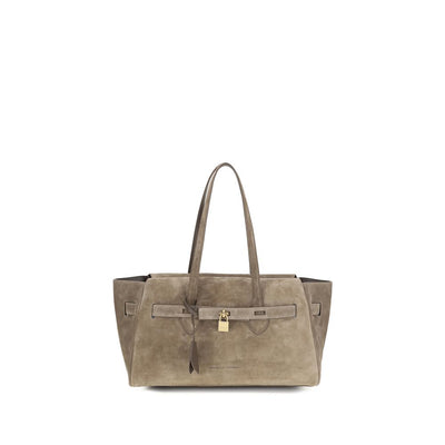 Brunello Cucinelli Beige Suede Leather Shoulder Bag