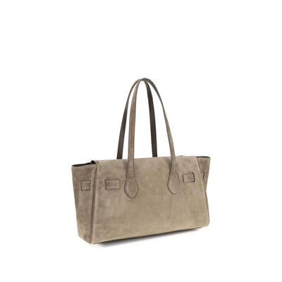 Brunello Cucinelli Beige Suede Leather Shoulder Bag