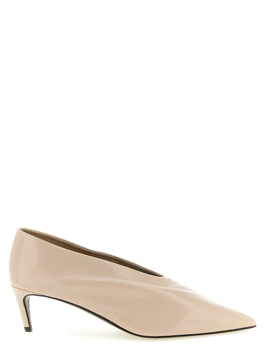 Khaite Beige Calfskin Mid Heel Pumps