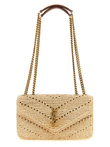 Saint Laurent Beige Raffia Shoulder Bag