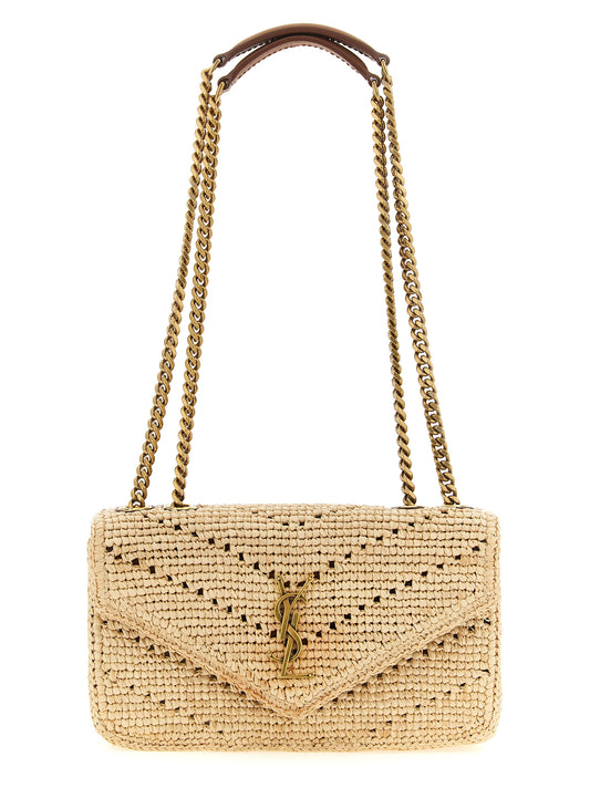 Saint Laurent Beige Raffia Shoulder Bag