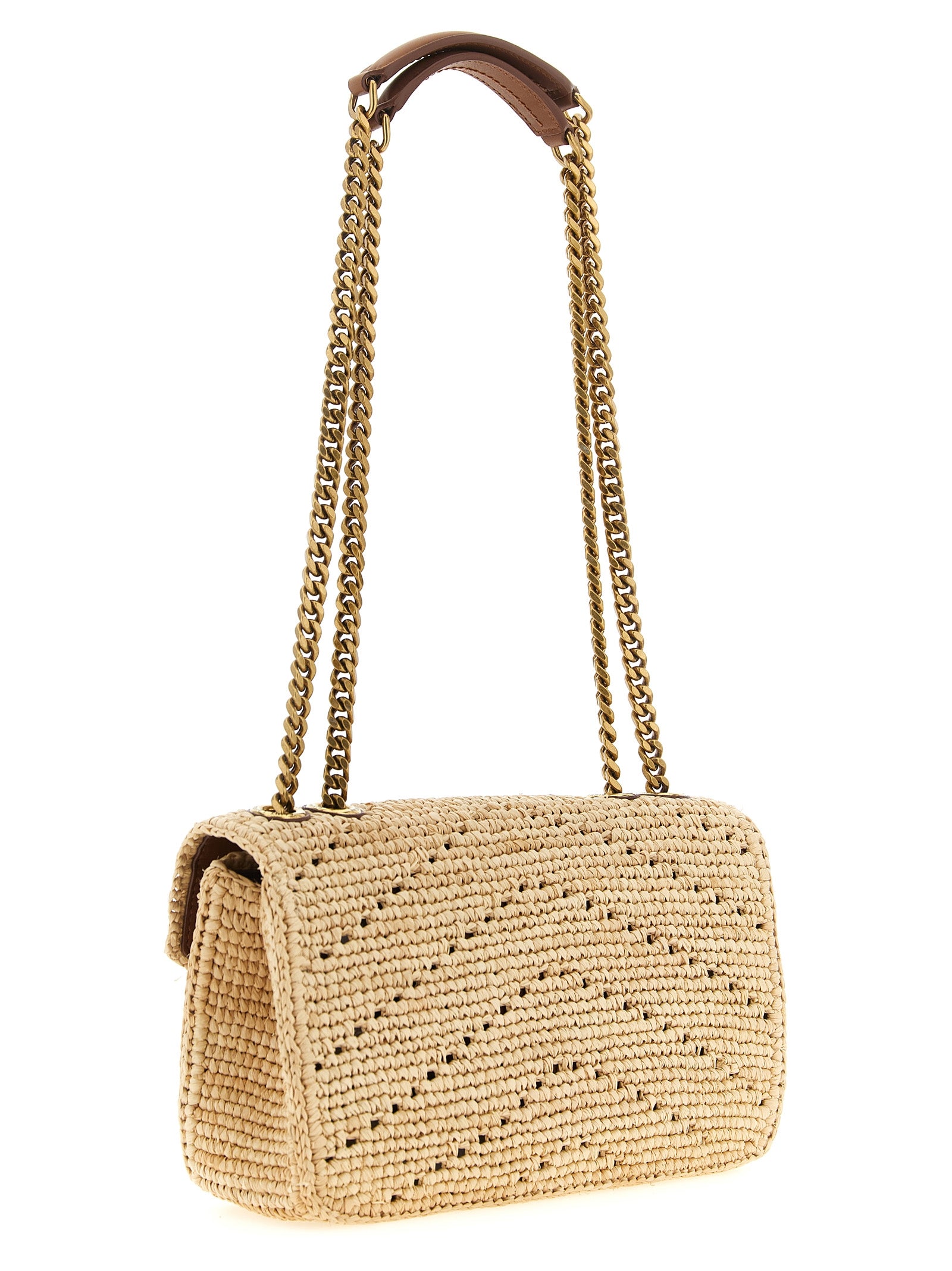 Saint Laurent Beige Raffia Shoulder Bag