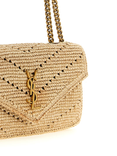 Saint Laurent Beige Raffia Shoulder Bag