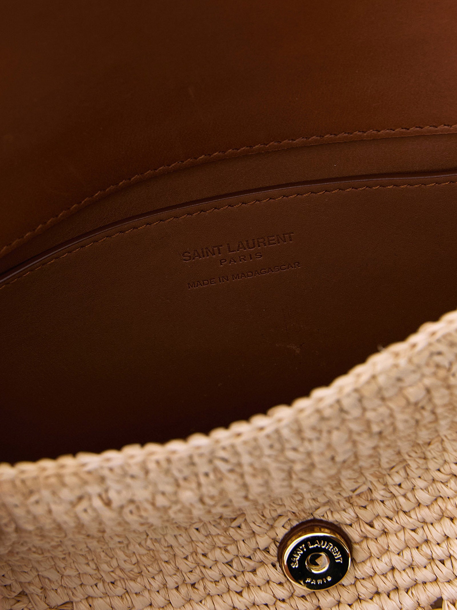 Saint Laurent Beige Raffia Shoulder Bag