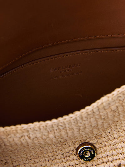 Saint Laurent Beige Raffia Shoulder Bag