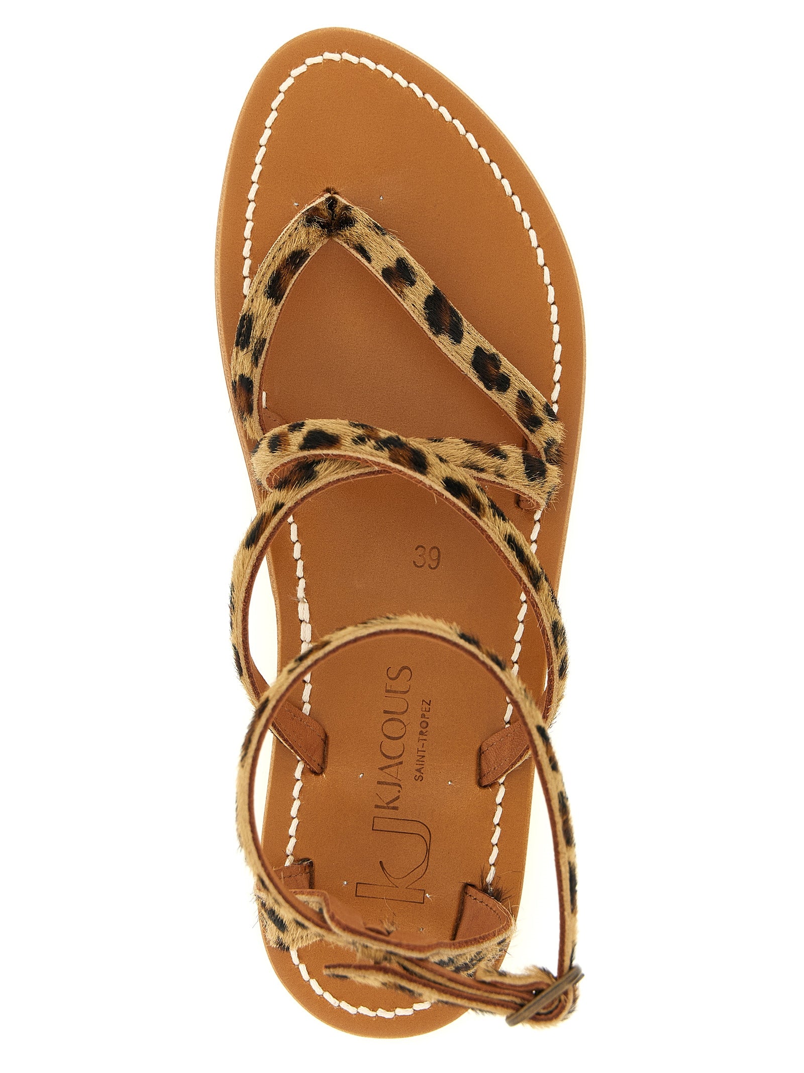 K.JACQUES SAINT TROPEZ Brown Cowhide Flat Sandals