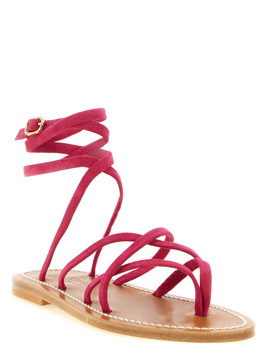 K.JACQUES SAINT TROPEZ Fuchsia Calfskin Flat Sandals