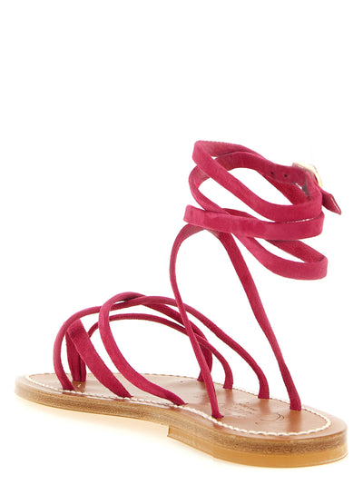 K.JACQUES SAINT TROPEZ Fuchsia Calfskin Flat Sandals