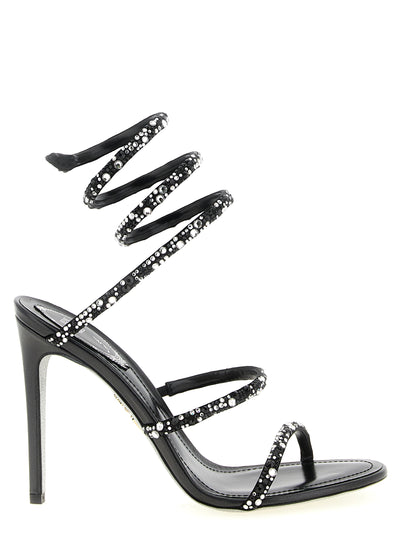 RENE CAOVILLA Bicolor Viscose Stiletto Heel Sandals