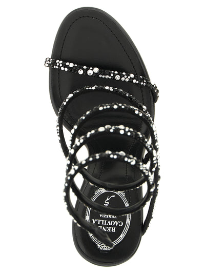 RENE CAOVILLA Bicolor Viscose Stiletto Heel Sandals