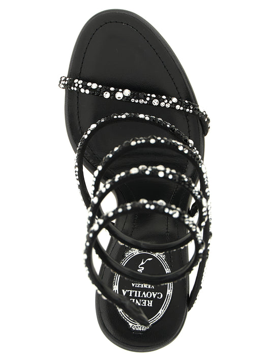 RENE CAOVILLA Bicolor Viscose Stiletto Heel Sandals