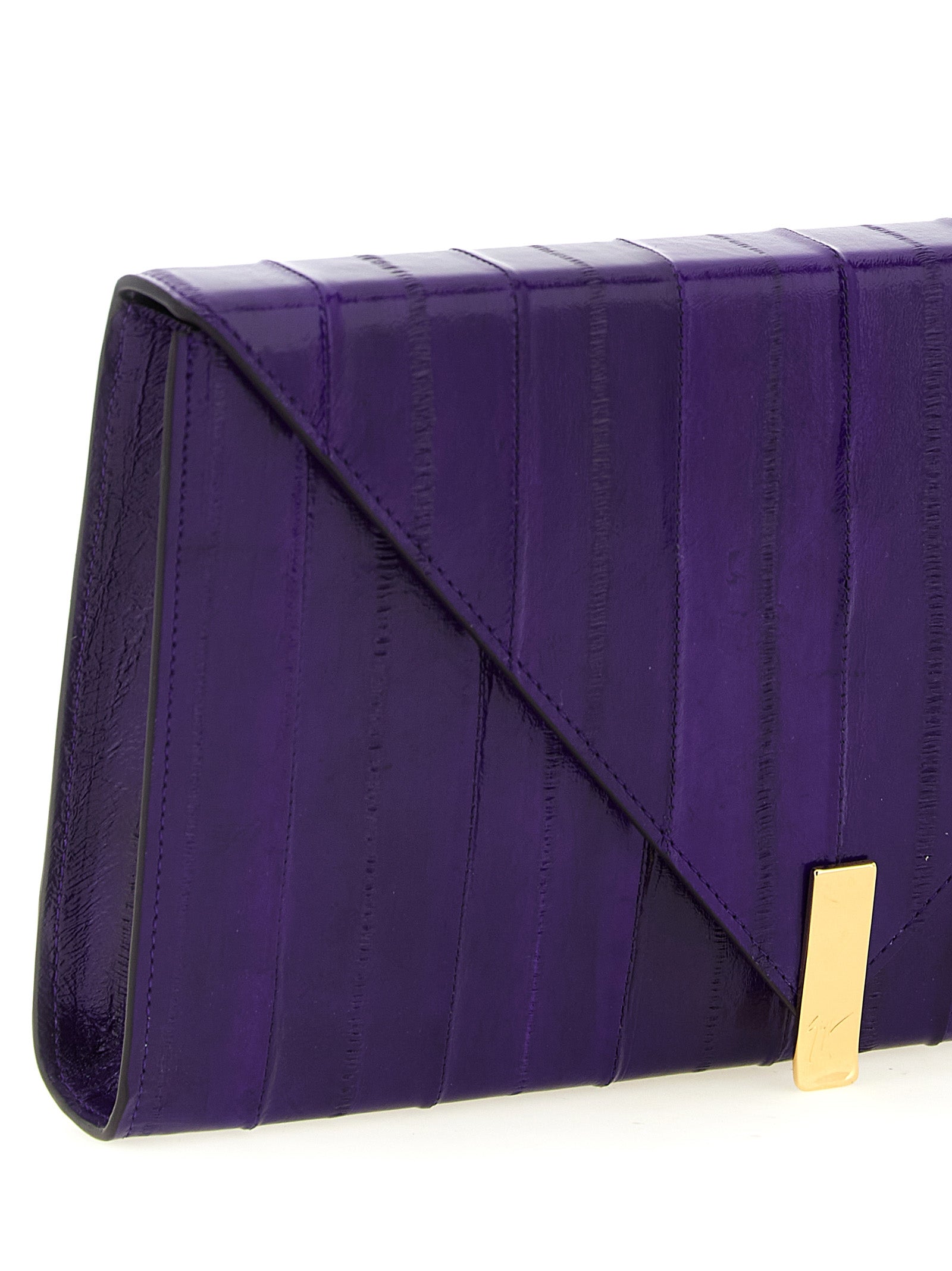 Giuseppe Zanotti Purple Leather Clutch Bag