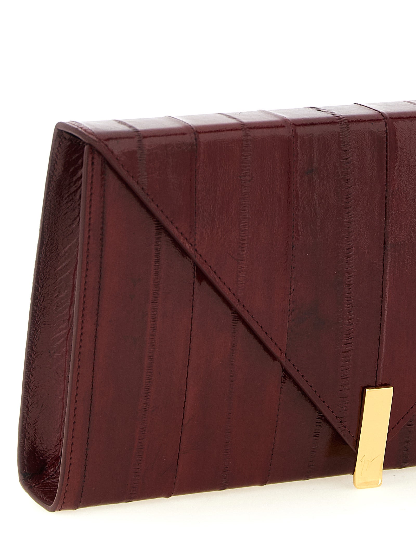 Giuseppe Zanotti Bordeaux Leather Clutch Bag