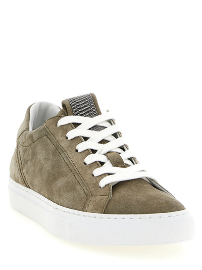 Brunello Cucinelli Gray Calfskin Low Top Sneakers