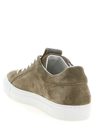 Brunello Cucinelli Gray Calfskin Low Top Sneakers