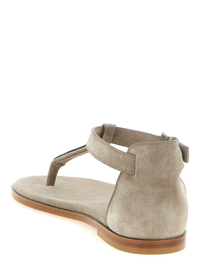 Brunello Cucinelli Beige Calfskin Flat Sandals
