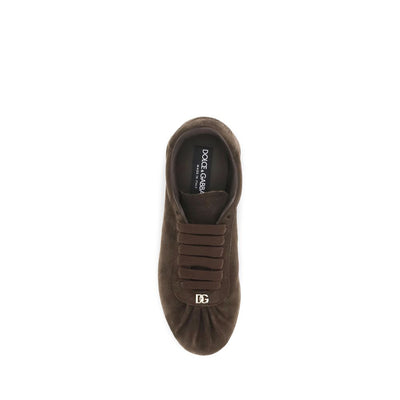 Dolce & Gabbana Brown Suede Leather Low Top Sneakers