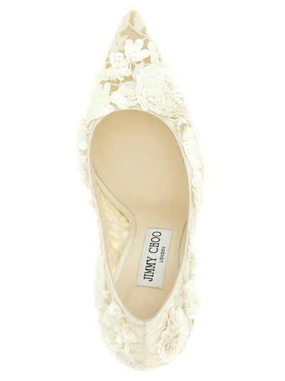 Jimmy Choo Beige Tencel High Heel Pumps
