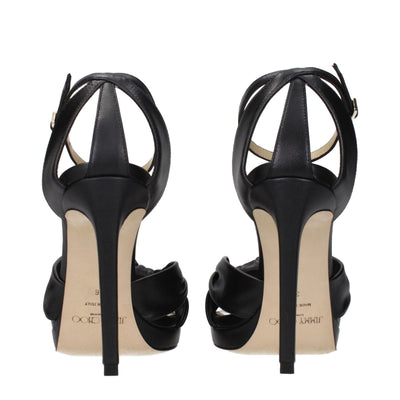Jimmy Choo Black Leather Platform Sandals