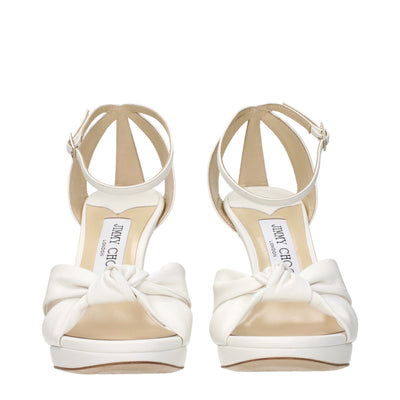 Jimmy Choo White Leather Platform Sandals