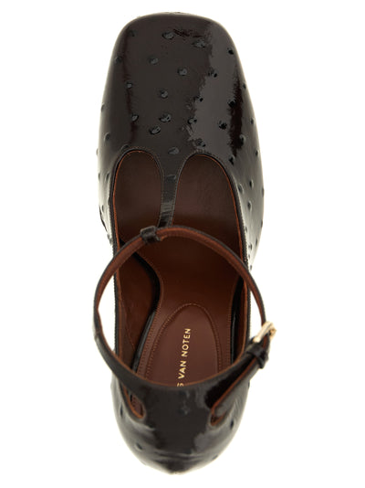 Dries Van Noten Bordeaux Calfskin Wedge Sandals