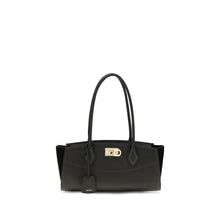Ferragamo Black Calf Leather Bos Taurus Shoulder Bag