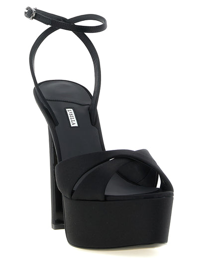 LE SILLA Black Viscose Stiletto Heel Sandals