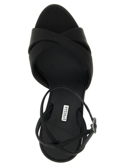 LE SILLA Black Viscose Stiletto Heel Sandals