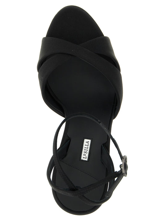 LE SILLA Black Viscose Stiletto Heel Sandals