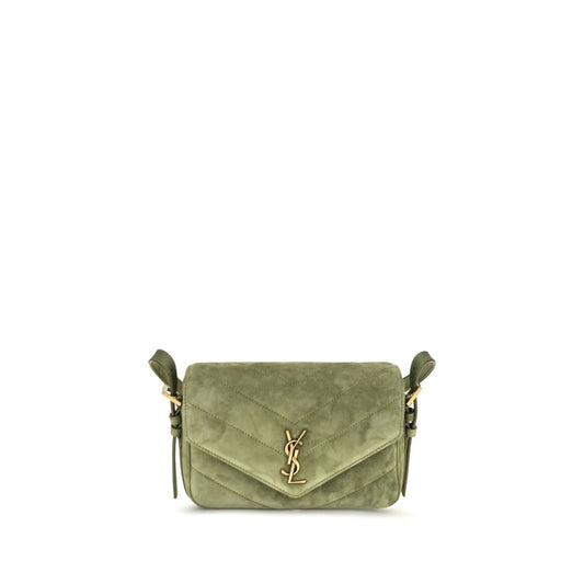 Saint Laurent Bicolor Suede Leather Shoulder Bag