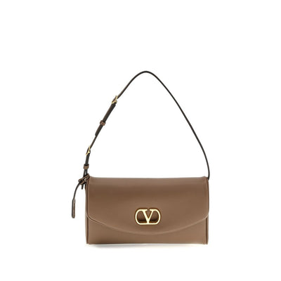 Valentino Garavani Brown Calf Leather Bos Taurus Shoulder Bag