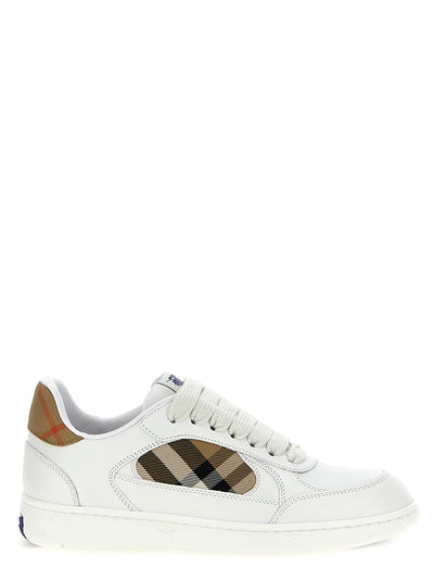 Burberry Beige Leather Low Top Sneakers