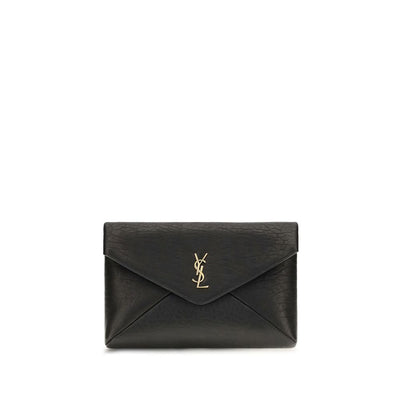 Saint Laurent Black Lamb Ovis Aries Aries Clutch Bag