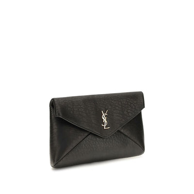 Saint Laurent Black Lamb Ovis Aries Aries Clutch Bag