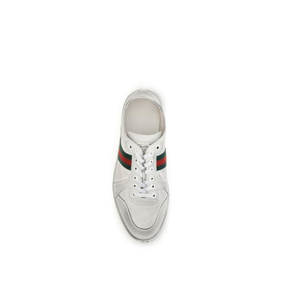 Gucci White Calf Leather Bos Taurus Low Top Sneakers