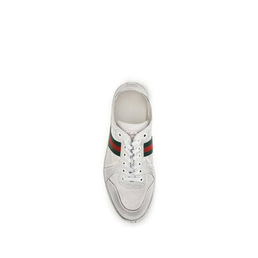 Gucci White Calf Leather Bos Taurus Low Top Sneakers