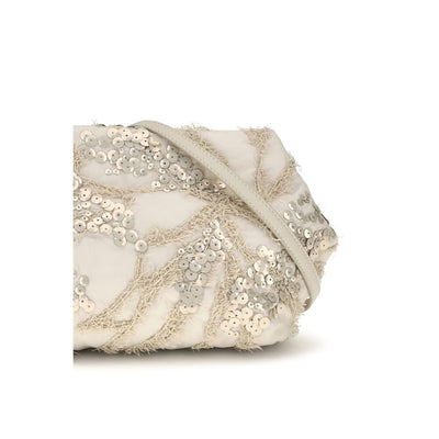 Brunello Cucinelli Beige Silk Clutch Bag