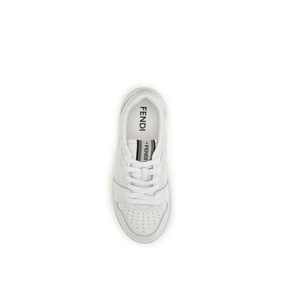Fendi White Calf Leather Bos Taurus Athletic Sneakers