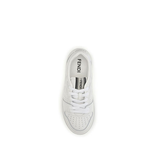 Fendi White Calf Leather Bos Taurus Athletic Sneakers
