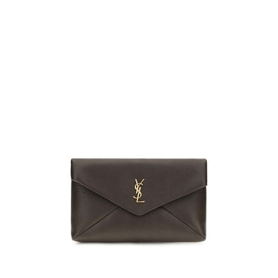 Saint Laurent Brown Lamb Ovis Aries Aries Clutch Bag